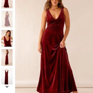 Lulu's So Much Magic Berry Red Velvet Maxi Dress